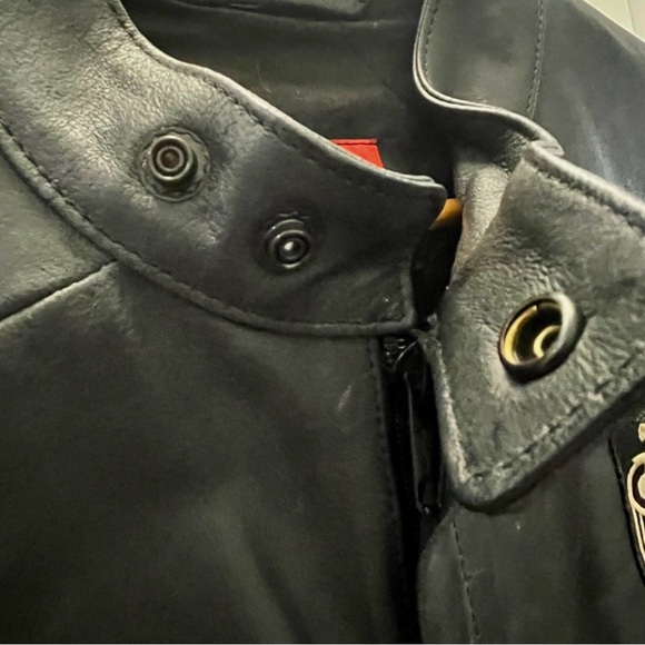 Ducati Black Leather Bomber Jacket for Men - Picture 8 of 12